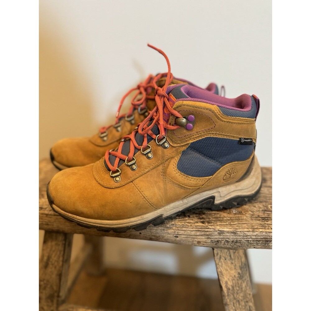 Timberland Mt. Maddsen Mid Waterproof Hiking Boots Wheat/Navy/Purple Women’s 6.5 - Picture 3 of 13